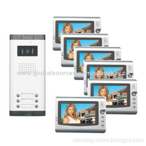 Video intercom system, suitable for multiple homes, IR night vision camera 7-inch TFT indoor monitor